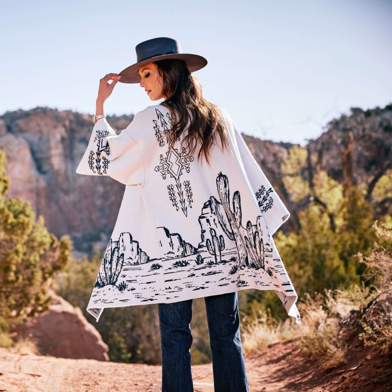 RJ66P3317 cardigan du désert Ariat hauts blanc de blanc femmes