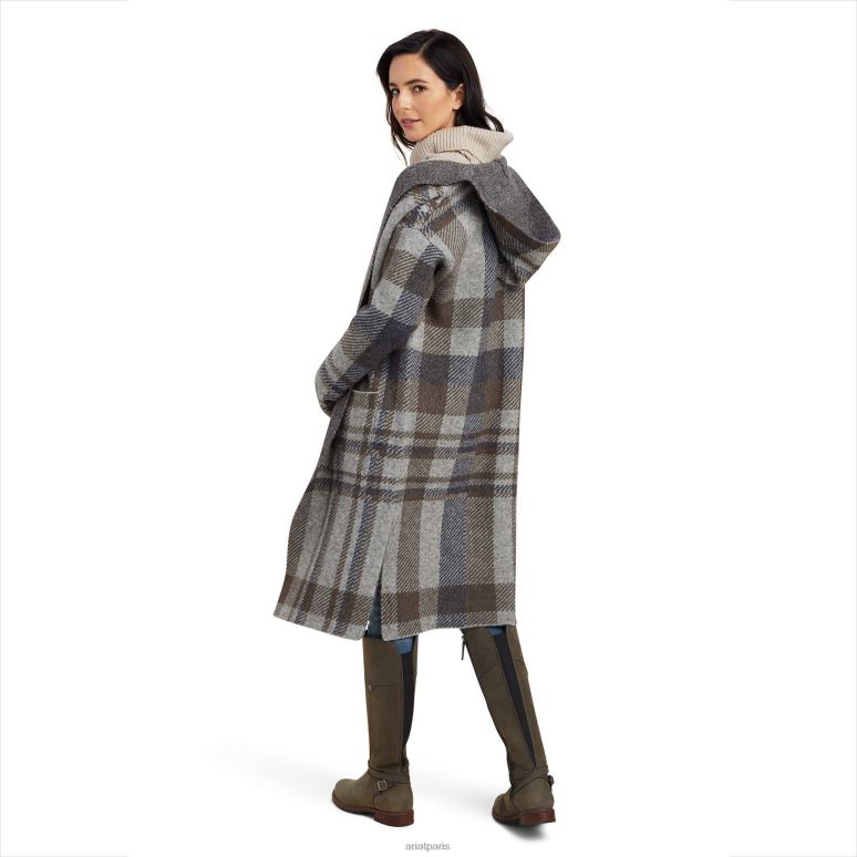 RJ66P3340 cardigan saratoga Ariat hauts carreaux gris chiné femmes