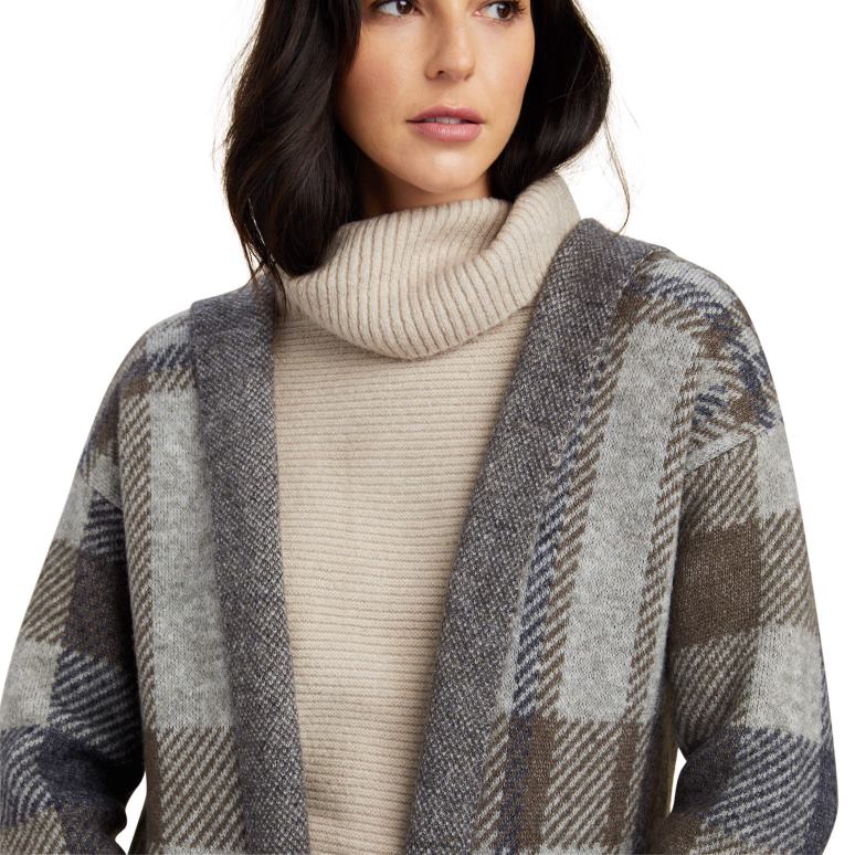 RJ66P3340 cardigan saratoga Ariat hauts carreaux gris chiné femmes