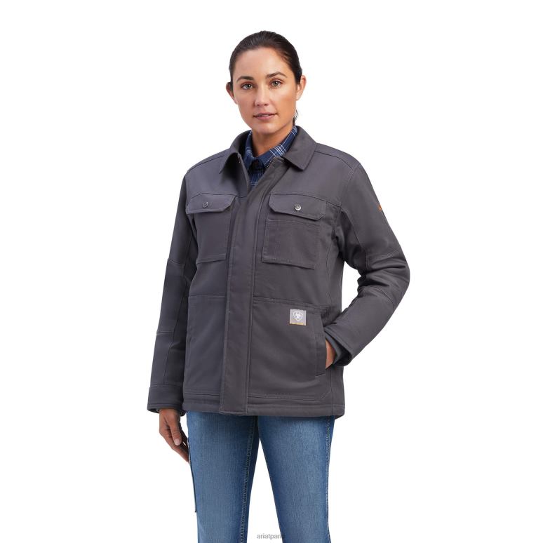 RJ66P3642 manteau doublé en sherpa rebar duracanvas Ariat hauts barres d'armature grises femmes