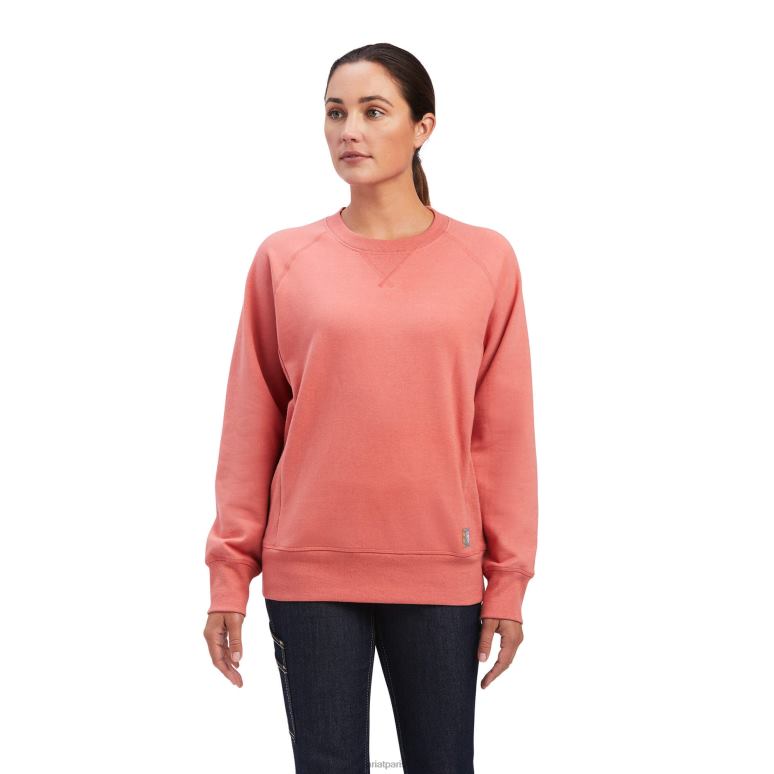 RJ66P3087 sweat-shirt en polaire lavé par un ouvrier d'armature Ariat hauts bruyère rose fanée femmes