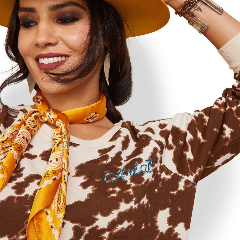 RJ66P3334 sweat-shirt en vraie peau Ariat hauts imprimé poney mustang femmes