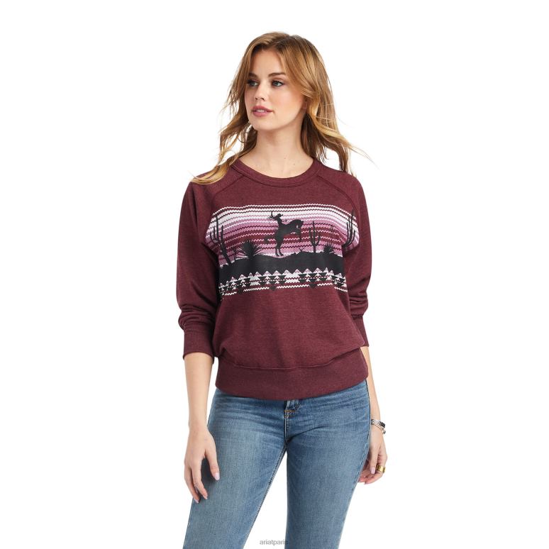 RJ66P3344 sweat-shirt de l'équipage du désert Ariat hauts bannière marron femmes