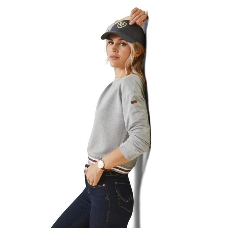 RJ66P3351 sweat-shirt du Pacifique Ariat hauts gris chiné femmes