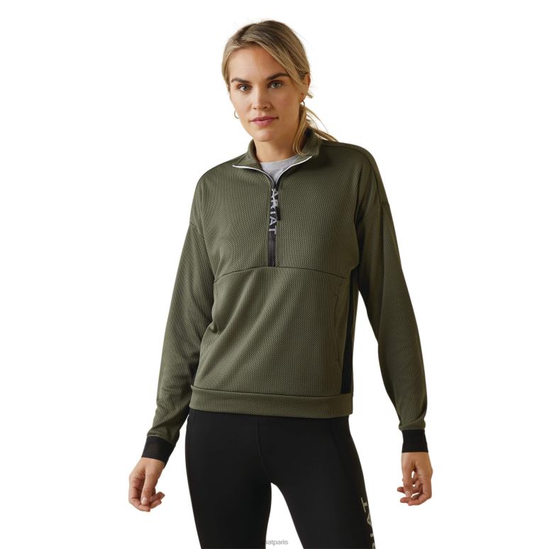 RJ66P3374 sweat-shirt Breathe 1/2 zip Ariat hauts scarabée femmes