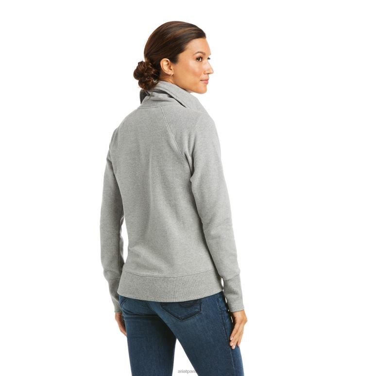 RJ66P3445 sweat entièrement zippé avec logo de l'équipe Ariat hauts gris chiné femmes