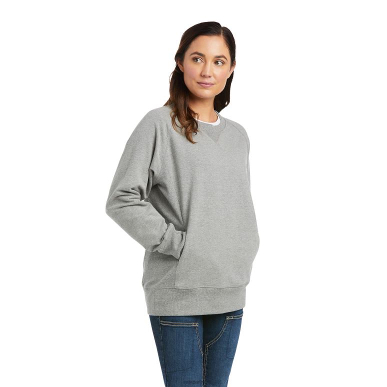 RJ66P3465 sweat-shirt en polaire lavé par un ouvrier d'armature Ariat hauts gris chiné femmes