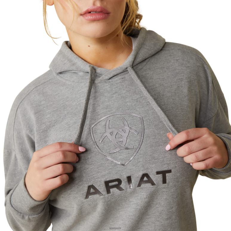 RJ66P3369 juste un sweat à capuche Ariat hauts gris chiné femmes