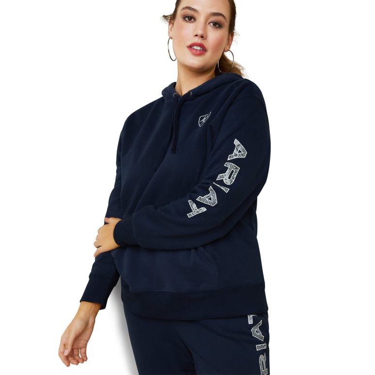 RJ66P3377 sweat à capuche à logo Ariat hauts éclipse marine femmes