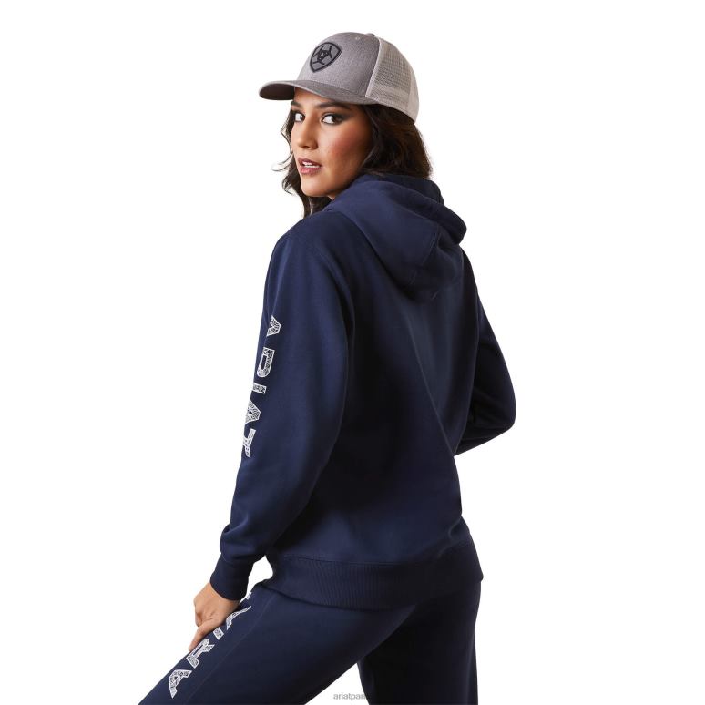 RJ66P3377 sweat à capuche à logo Ariat hauts éclipse marine femmes