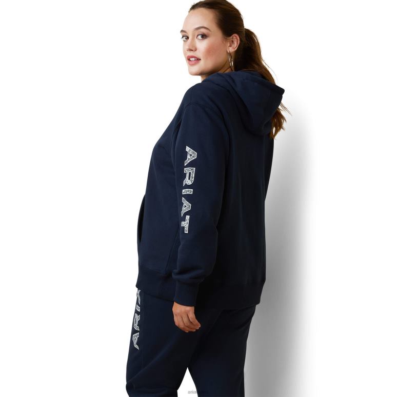 RJ66P3377 sweat à capuche à logo Ariat hauts éclipse marine femmes