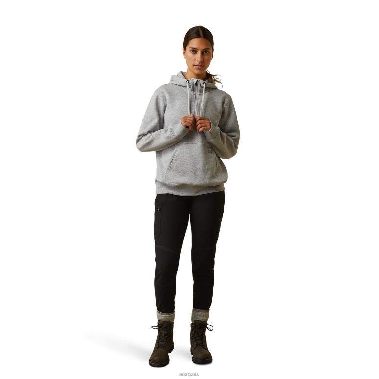 RJ66P3378 ensemble de compétences en barres d'armature, sweat à capuche 1/2 zip Ariat hauts teinture spatiale gris chiné femmes