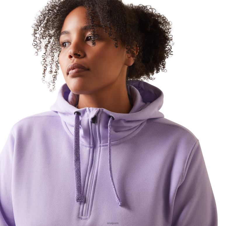 RJ66P3380 ensemble de compétences en barres d'armature, sweat à capuche 1/2 zip Ariat hauts bruyère lavande femmes