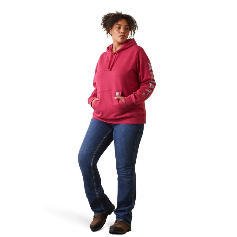 RJ66P3381 sweat à capuche graphique avec barres d'armature Ariat hauts cerises julibee bruyère/clé femmes