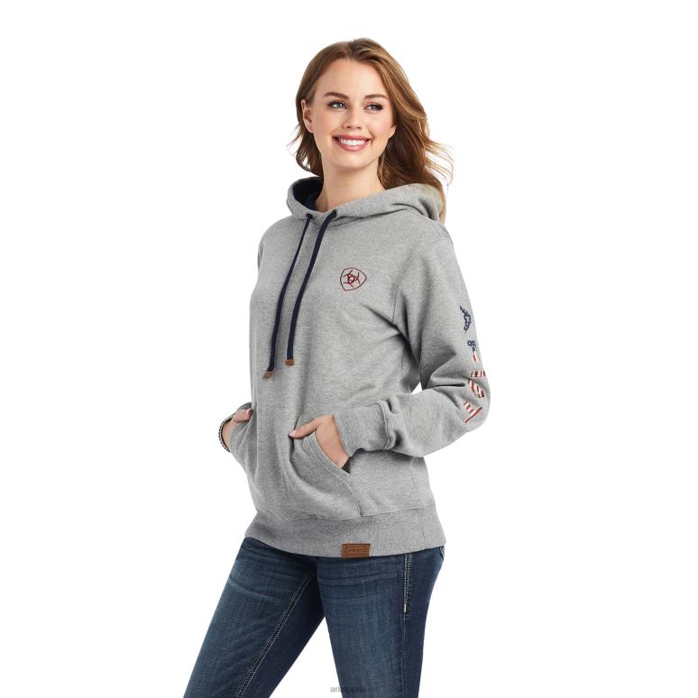 RJ66P3384 sweat à capuche chimayo Thunderbird Ariat hauts gris chiné femmes