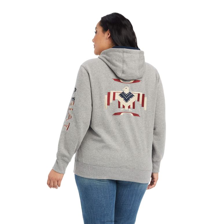 RJ66P3384 sweat à capuche chimayo Thunderbird Ariat hauts gris chiné femmes