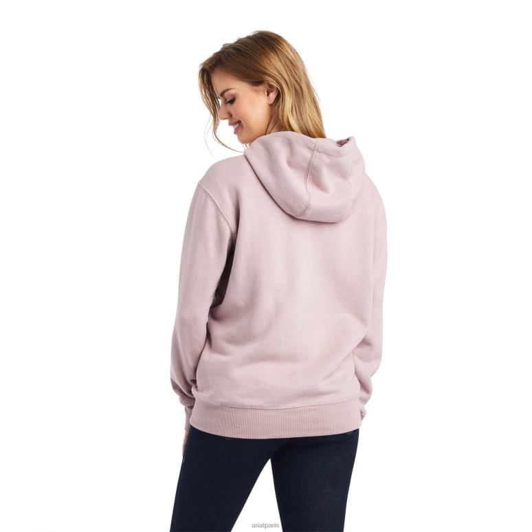RJ66P3388 sweat à capuche avec logo à sequins véritables Ariat hauts nostalgie rose bruyère femmes