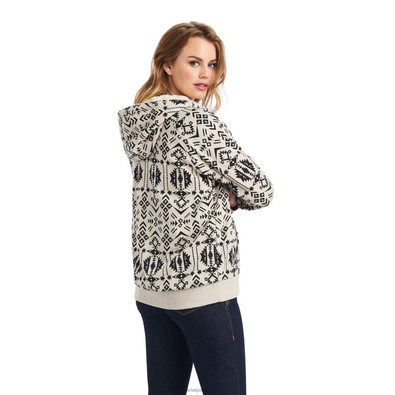 RJ66P3390 véritable sweat à capuche zippé en sherpa Ariat hauts impression d'Oaxaca femmes