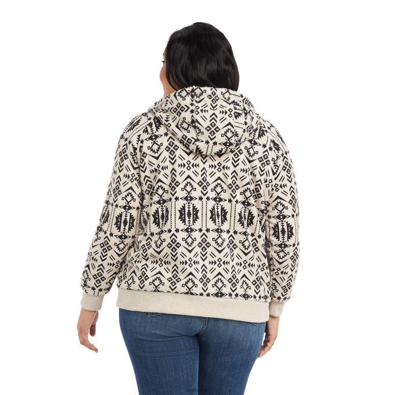 RJ66P3390 véritable sweat à capuche zippé en sherpa Ariat hauts impression d'Oaxaca femmes