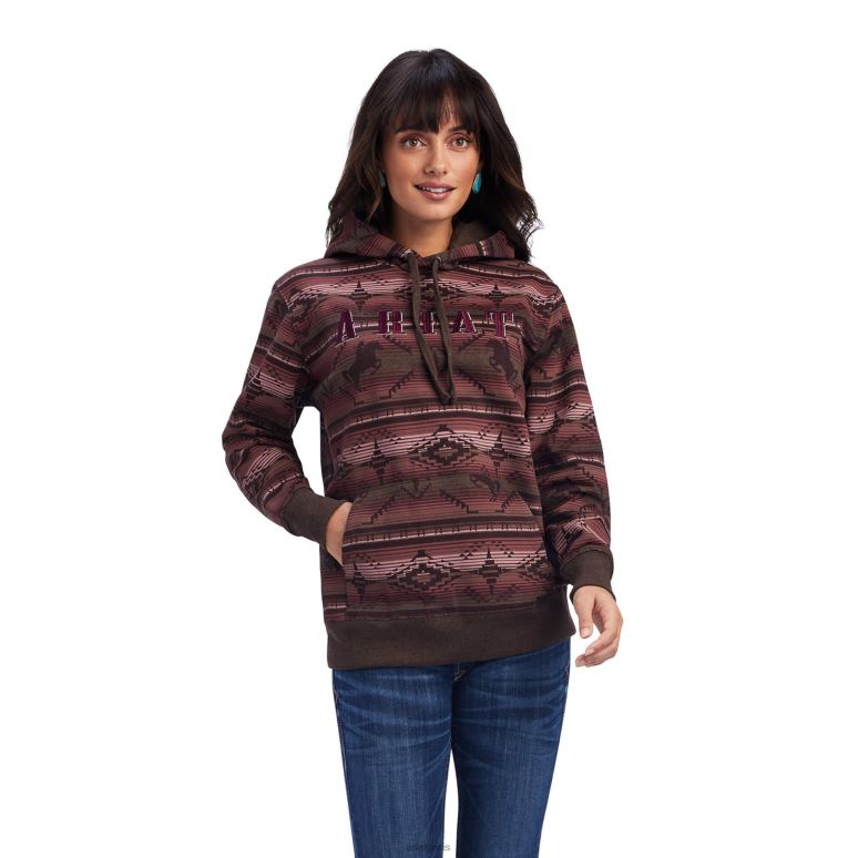 RJ66P3399 véritable sweat à capuche imprimé Ariat hauts impression de serape du vieil ouest femmes