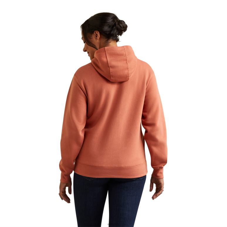 RJ66P3411 véritable sweat à capuche avec logo de marque Ariat hauts aragonais femmes
