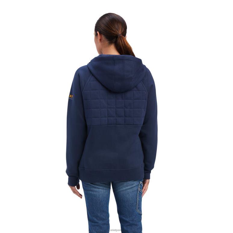 RJ66P3418 sweat à capuche entièrement zippé avec régulateur de barres d'armature Ariat hauts humeur indigo femmes