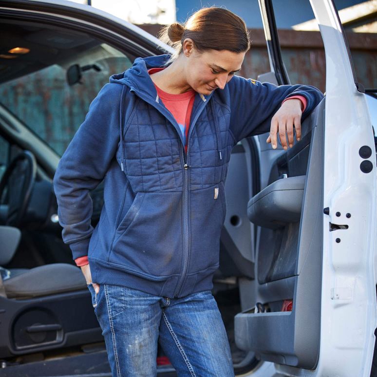 RJ66P3418 sweat à capuche entièrement zippé avec régulateur de barres d'armature Ariat hauts humeur indigo femmes