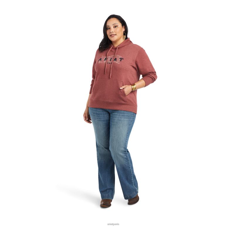 RJ66P3420 sweat à capuche avec logo sur la poitrine des États-Unis réels Ariat hauts bruyère de tomates séchées au soleil femmes