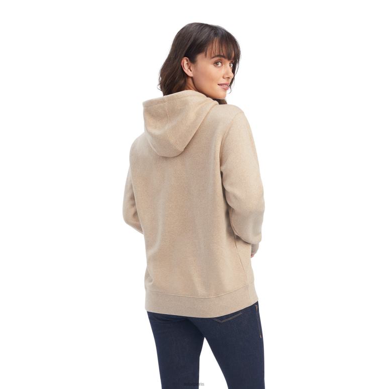 RJ66P3424 sweat à capuche avec logo véritable bouclier Ariat hauts bruyère à l'avoine foncée femmes