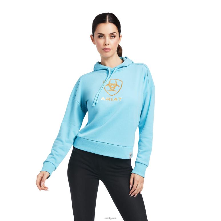 RJ66P3429 juste un sweat à capuche Ariat hauts bleu laiteux femmes