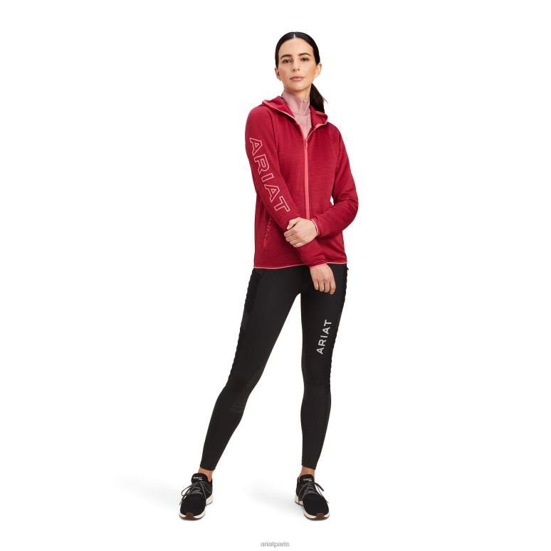 RJ66P3430 sweat à capuche zippé byron Ariat hauts bourgeon rouge femmes