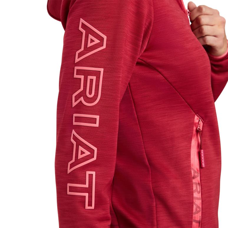 RJ66P3430 sweat à capuche zippé byron Ariat hauts bourgeon rouge femmes