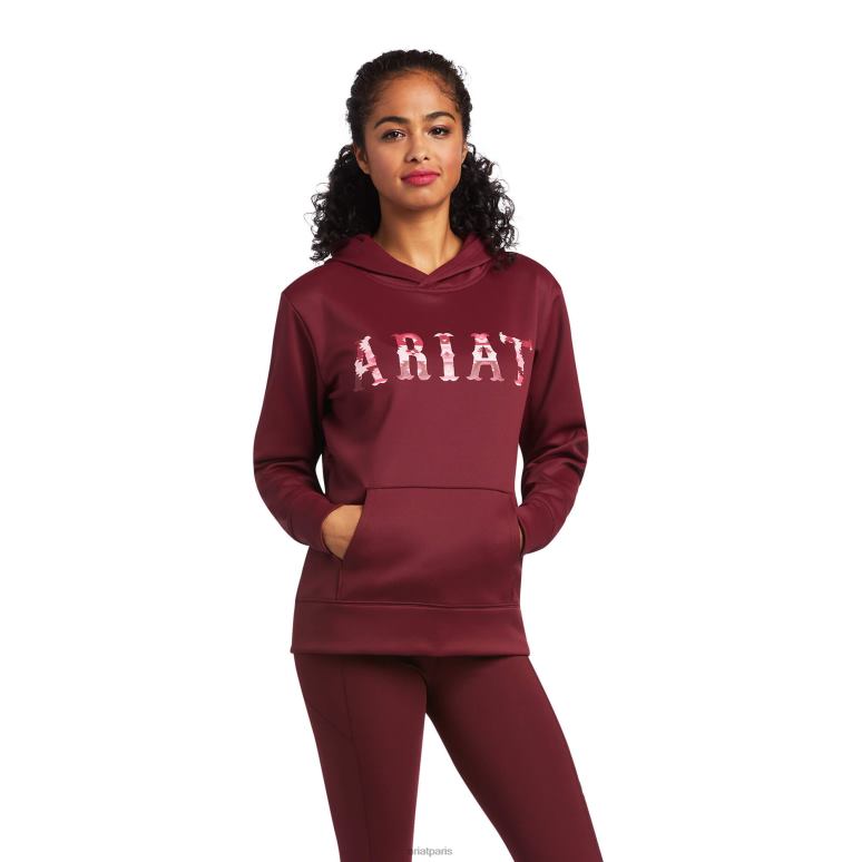 RJ66P3435 sweat à capuche tek Ariat hauts zinfandel femmes