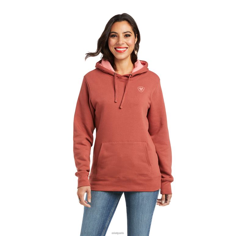 RJ66P3442 sweat à capuche avec logo sur le bras réel Ariat hauts Marsala femmes