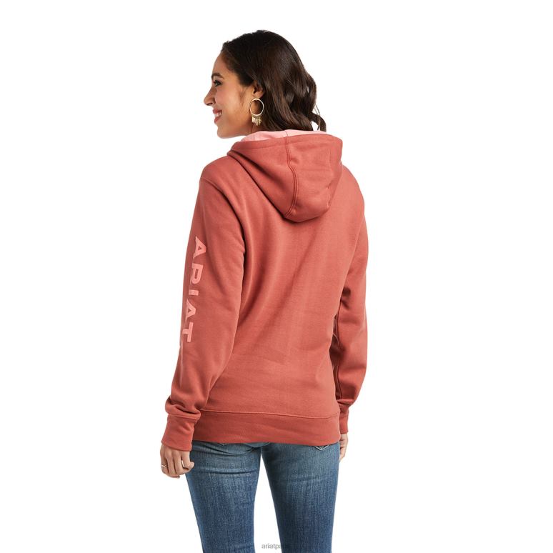 RJ66P3442 sweat à capuche avec logo sur le bras réel Ariat hauts Marsala femmes