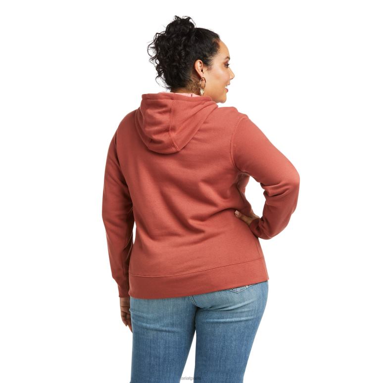 RJ66P3442 sweat à capuche avec logo sur le bras réel Ariat hauts Marsala femmes