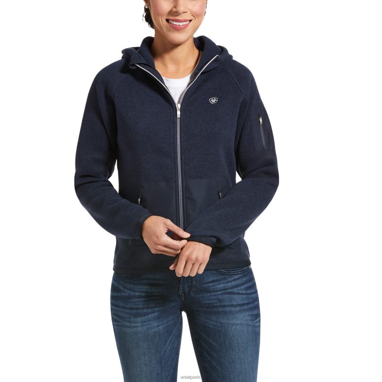 RJ66P3449 sweat à capuche zippé polartec flou Ariat hauts marine femmes