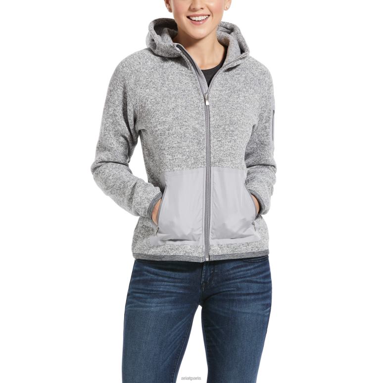 RJ66P3450 sweat à capuche zippé polartec flou Ariat hauts gris chiné femmes