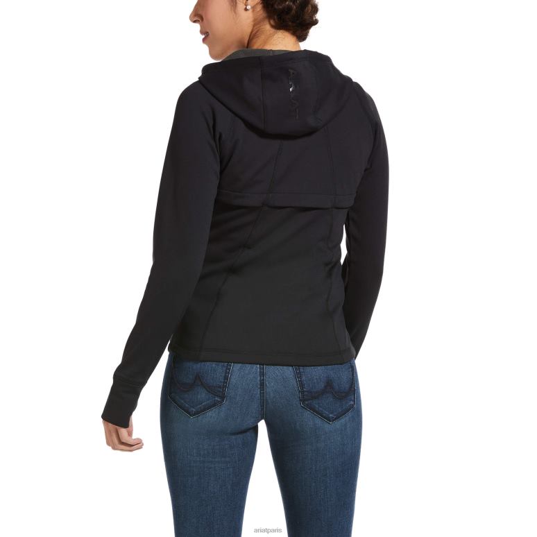 RJ66P3456 atteindre un sweat à capuche zippé Ariat hauts noir femmes