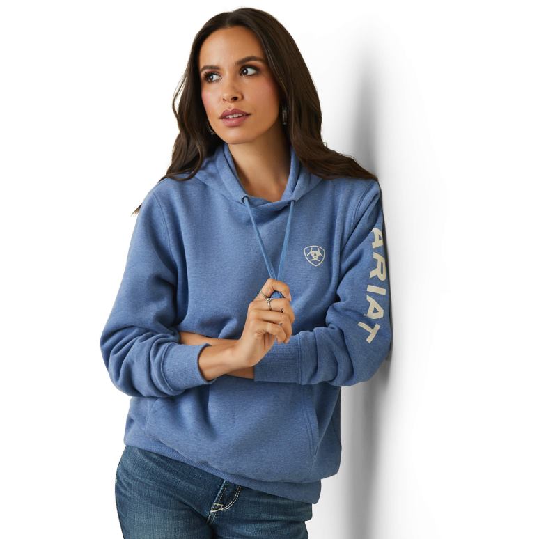 RJ66P3459 sweat à capuche à logo Ariat hauts bruyère bleue femmes
