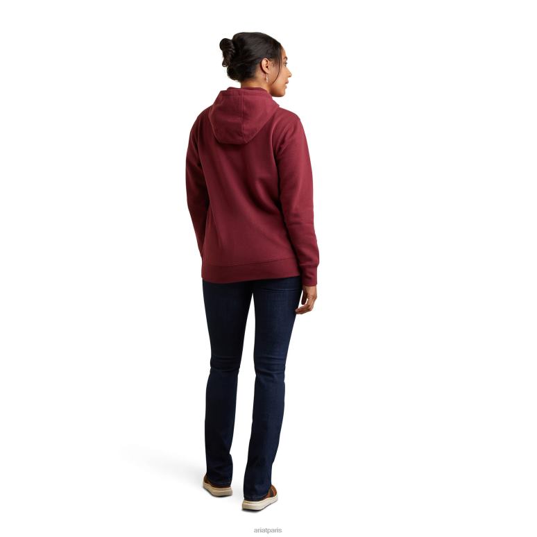 RJ66P3461 sweat à capuche à logo Ariat hauts zinfandel femmes