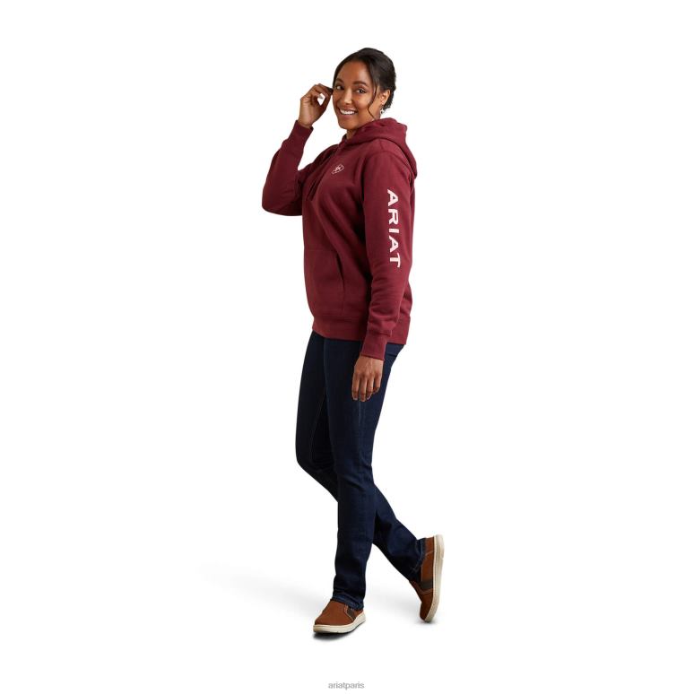 RJ66P3461 sweat à capuche à logo Ariat hauts zinfandel femmes