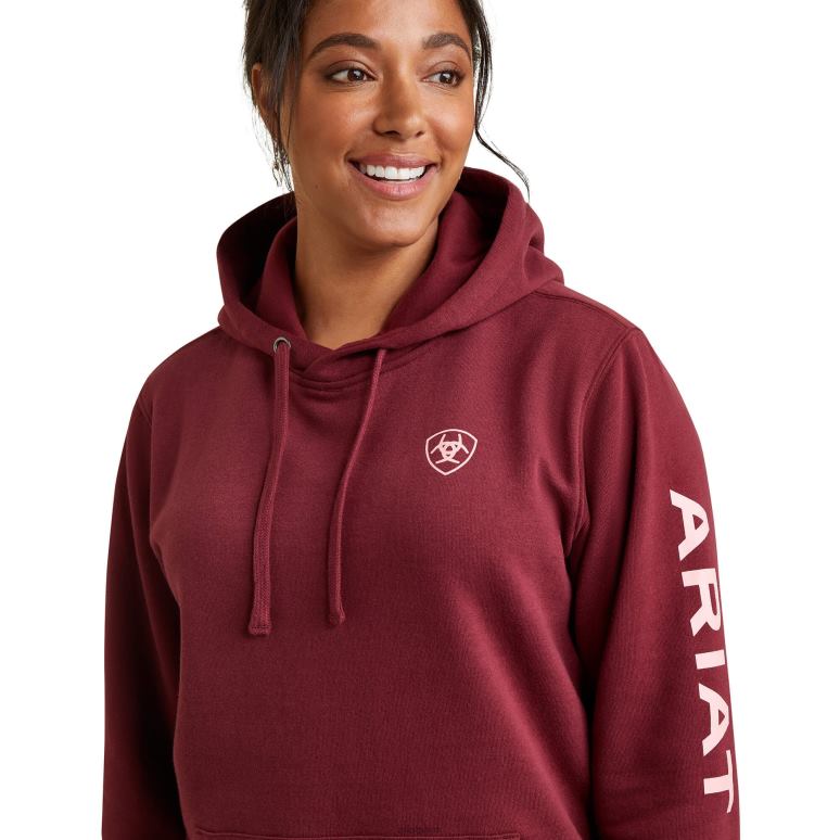 RJ66P3461 sweat à capuche à logo Ariat hauts zinfandel femmes