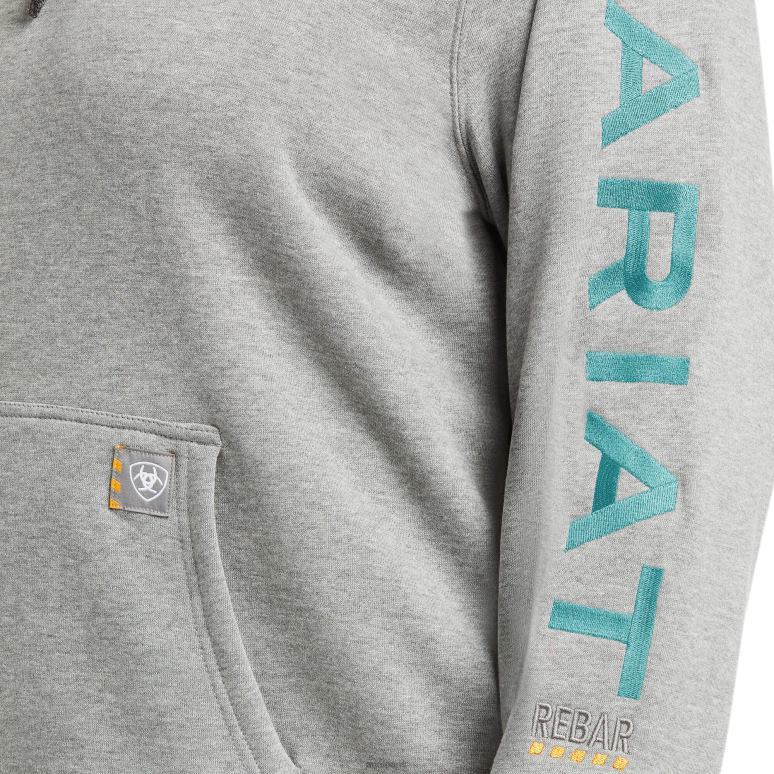 RJ66P3463 sweat à capuche graphique avec barres d'armature Ariat hauts gris chiné femmes