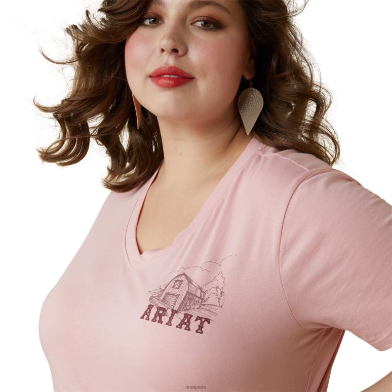 RJ66P2792 vrai tee-shirt grazin Ariat hauts blush corail femmes