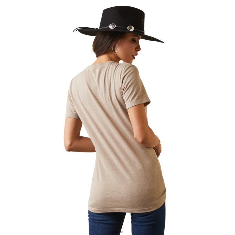 RJ66P2804 t-shirt de rodéo vintage Ariat hauts bruyère à l'avoine femmes