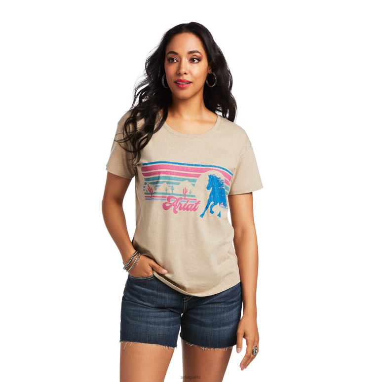 RJ66P2805 t-shirt sauvage du désert Ariat hauts bruyère à l'avoine femmes