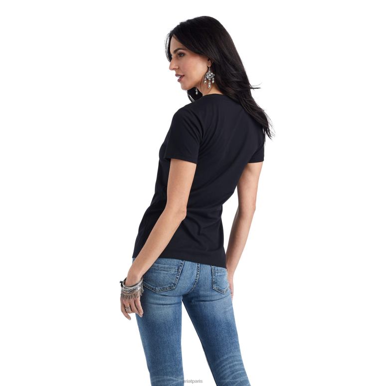 RJ66P2816 tee-shirt coeur sauvage Ariat hauts bruyère noire femmes