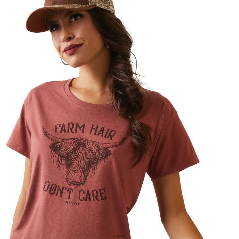 RJ66P2820 t-shirt cheveux de ferme Ariat hauts bruyère argile rouge femmes