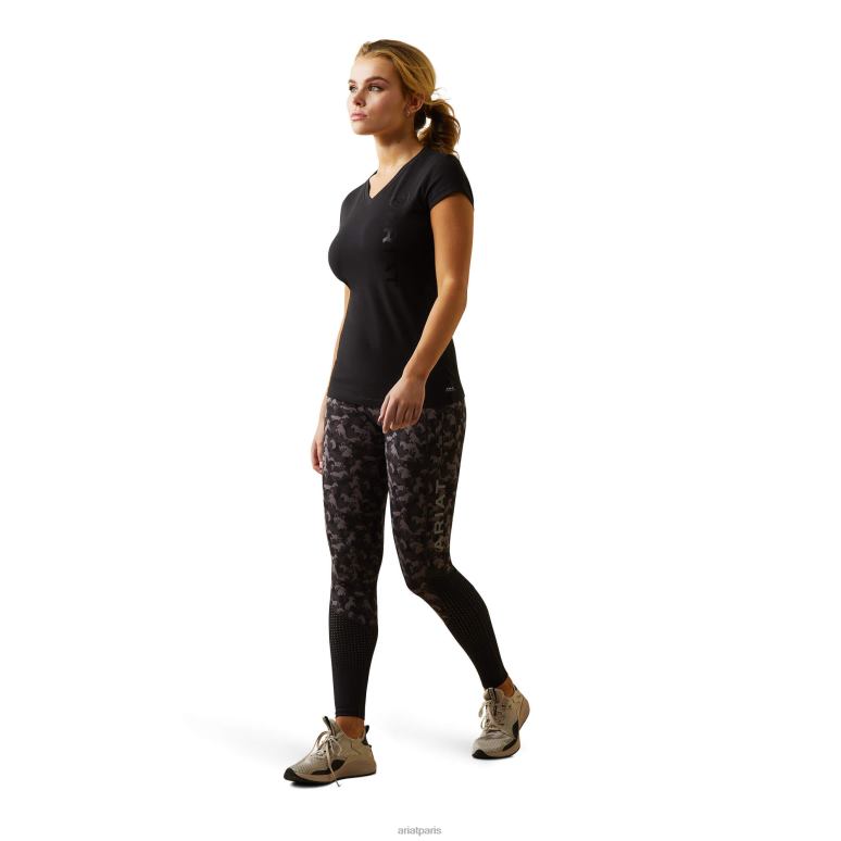 RJ66P2848 t-shirt à logo vertical Ariat hauts noir femmes